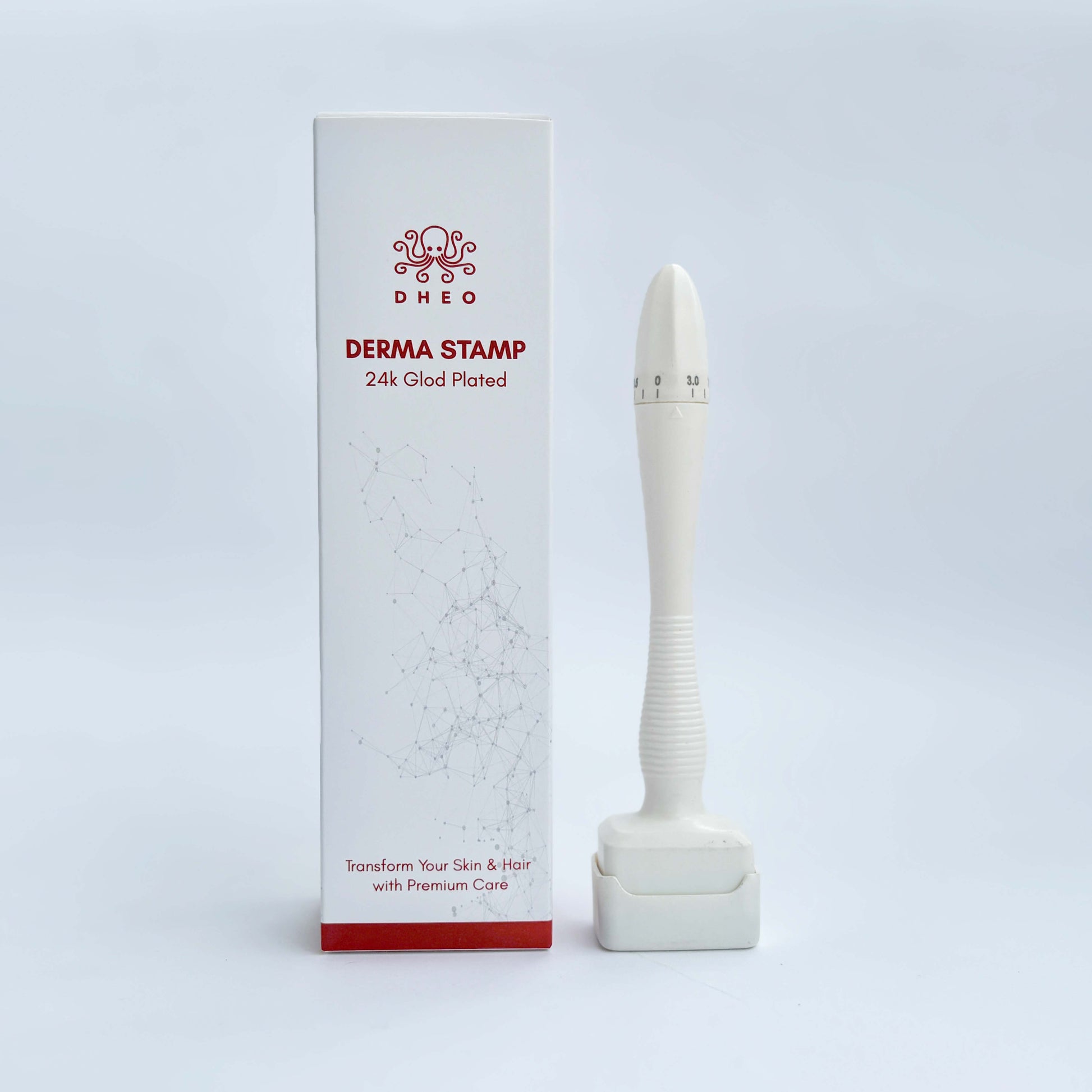 DHEO Premium Derma Stamp – Radiance & Growth Tool
Prep with alcohol, section skin/scalp, stamp lightly, finish with serum/tonic.
Made with titanium, 24k gold plated, 86g weight — durable and safe.