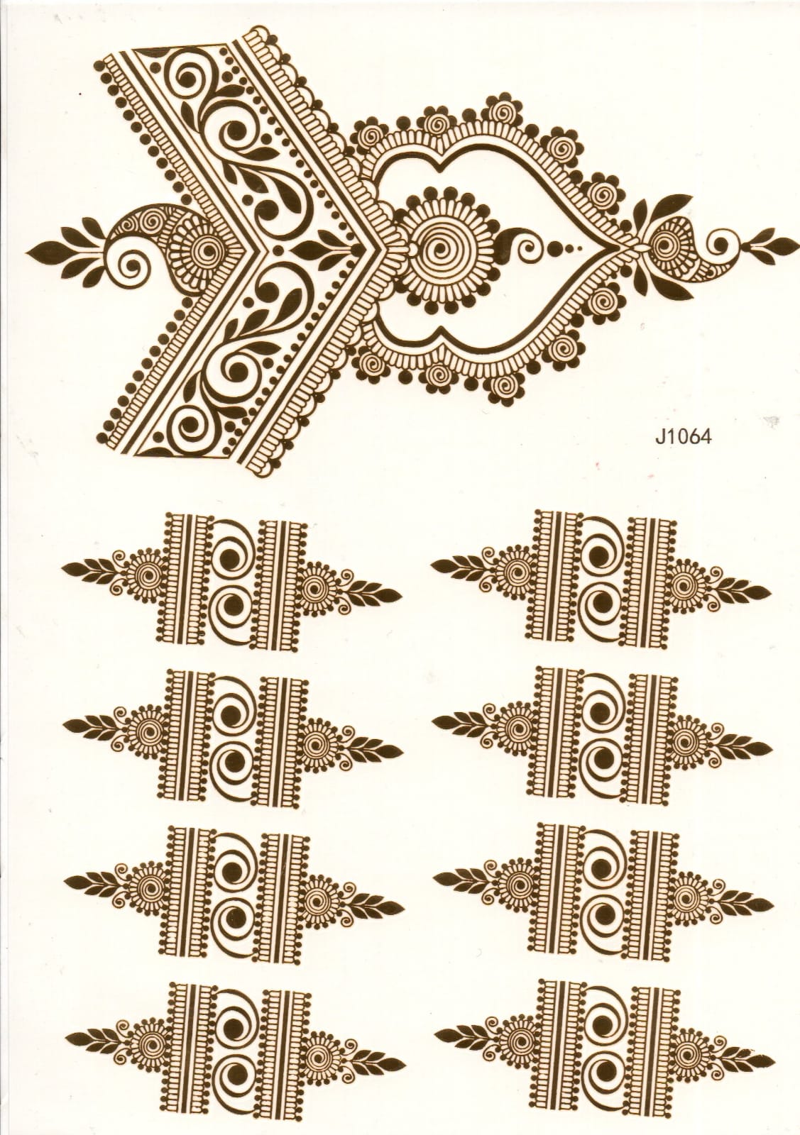 Create a gorgeous henna look in 3 easy steps.Peel, press, and show off your design.