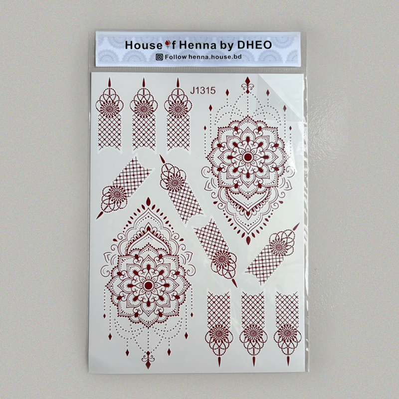Get stunning henna designs in minutes—just peel, press, and reveal.Lasts for days, removes easily when you’re ready.