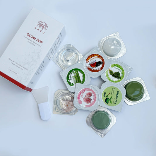 DHEO Anti-Aging & Pigmentation Facial Mask Pods — apply a thin layer to cleansed skin, leave for 10–15 mins, rinse, and moisturize for radiant results.