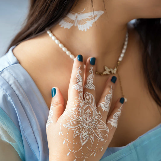 Stick-on henna for instant glam.Looks real, feels great, and lasts long.