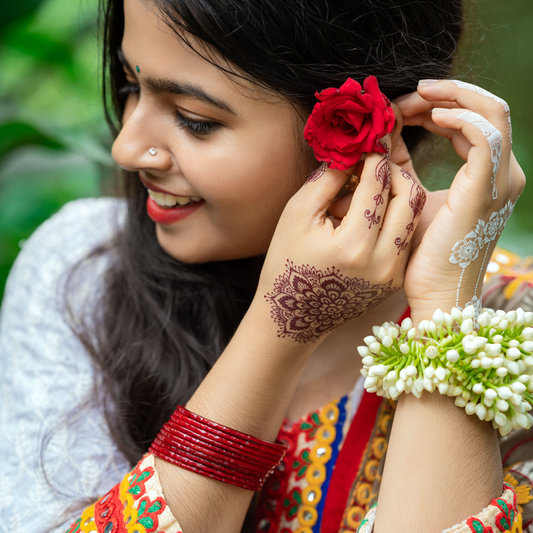 Try a new look every few days with easy-on, easy-off henna tattoos.