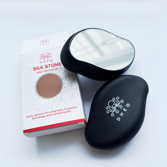 SILK STONE Hair Remover gently buffs away hair using glass crystal technology. Reusable, eco-friendly, and easy to clean.